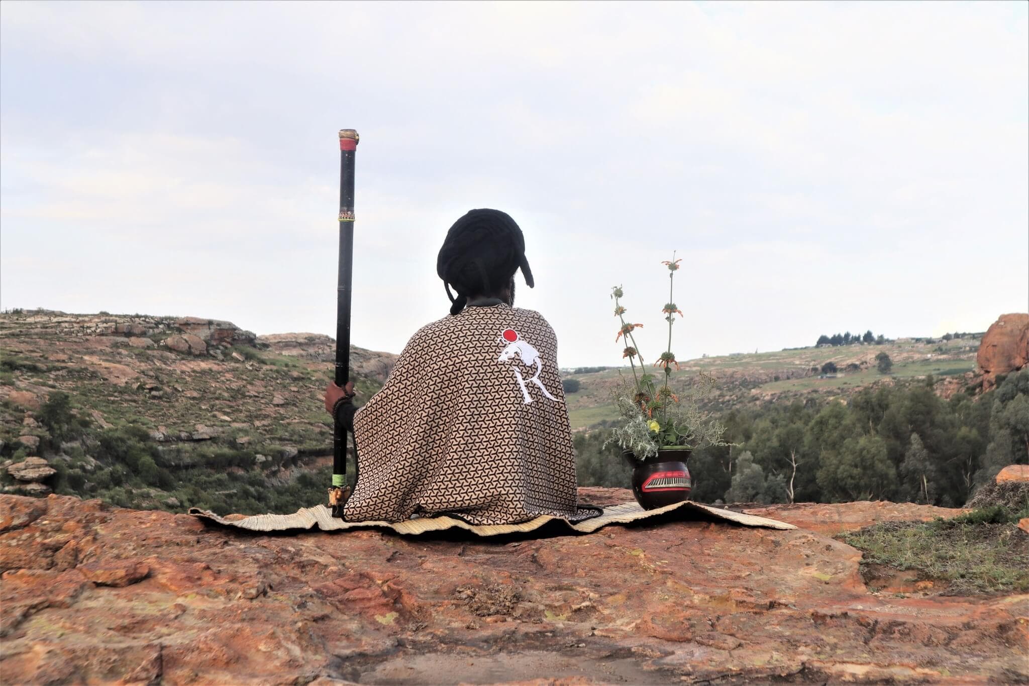 Artist portrait bathed in red light